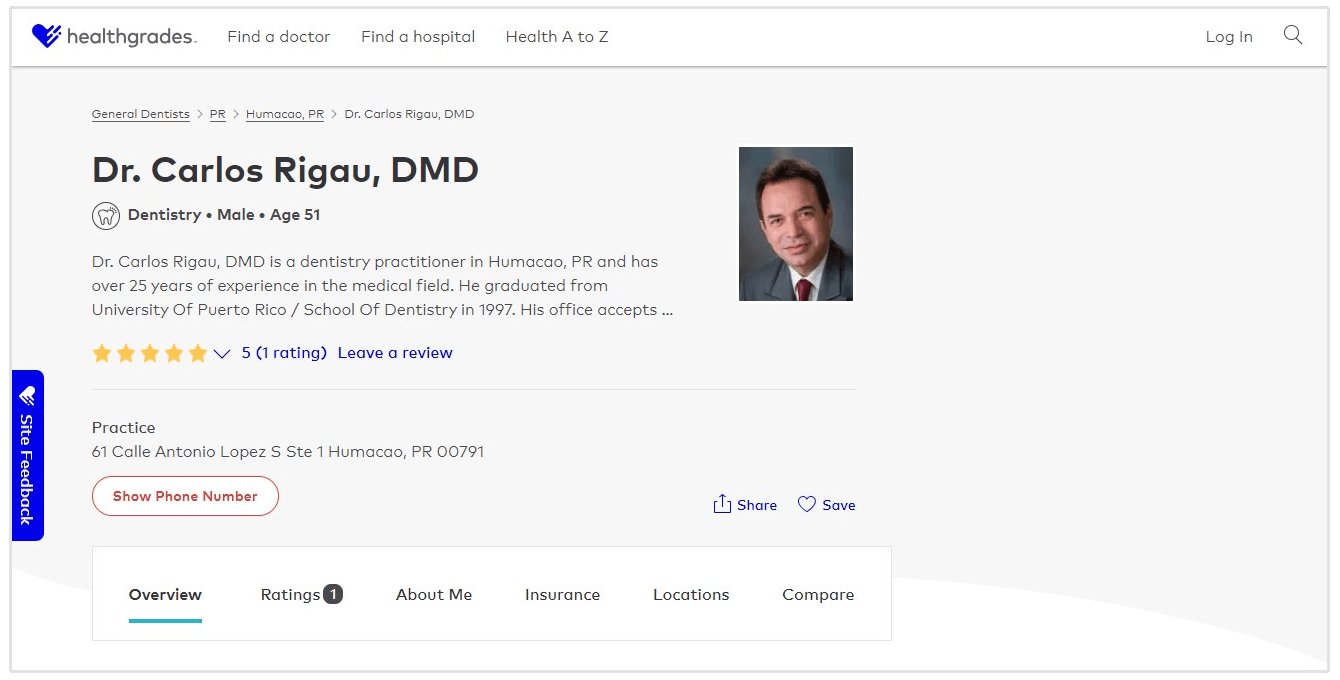 Healthgrades dentist directory